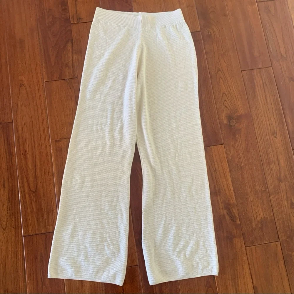 LILLUSORY Cream Knit 2 Piece Lounge Set Size M Henley Top Pants Oversize Slouchy